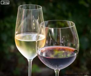 yapboz Beyaz ve kırmızı şarap cam